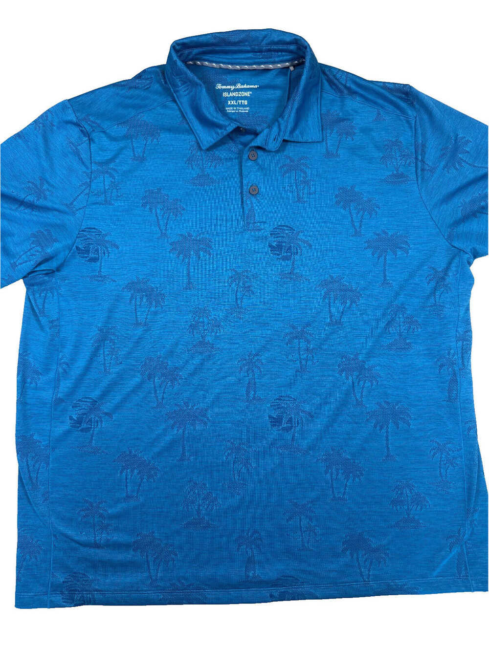 Tommy Bahama Men's Island Zone SS Polo 2XL/XXL Blue Palm Tree Pattern